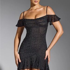 Ohpolly Embellished Black Mini Dress